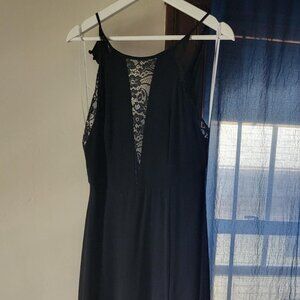 Lulu's Black Maxi Dress with Lace Accents